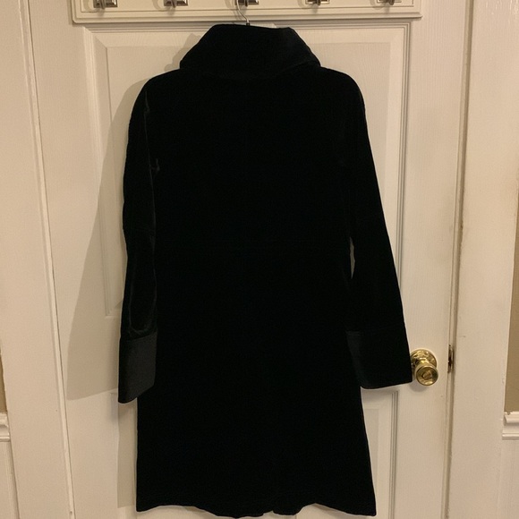 Theory Majendie B Vintage Mobwive Velvet Drawcord Long Black Coat SZ Small - Picture 2 of 15